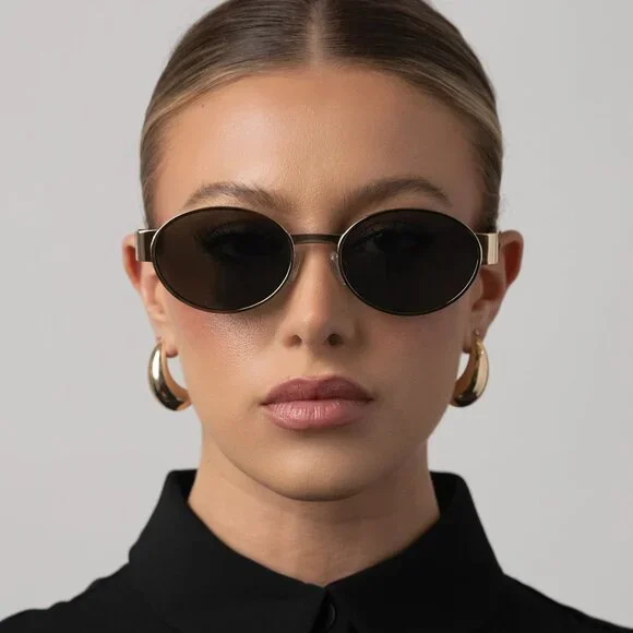 Chic Otra “Echo” Gold and Black Sunglasses - Picture 5 of 13